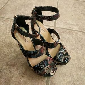 Asian Print Inspired 5" platform heels